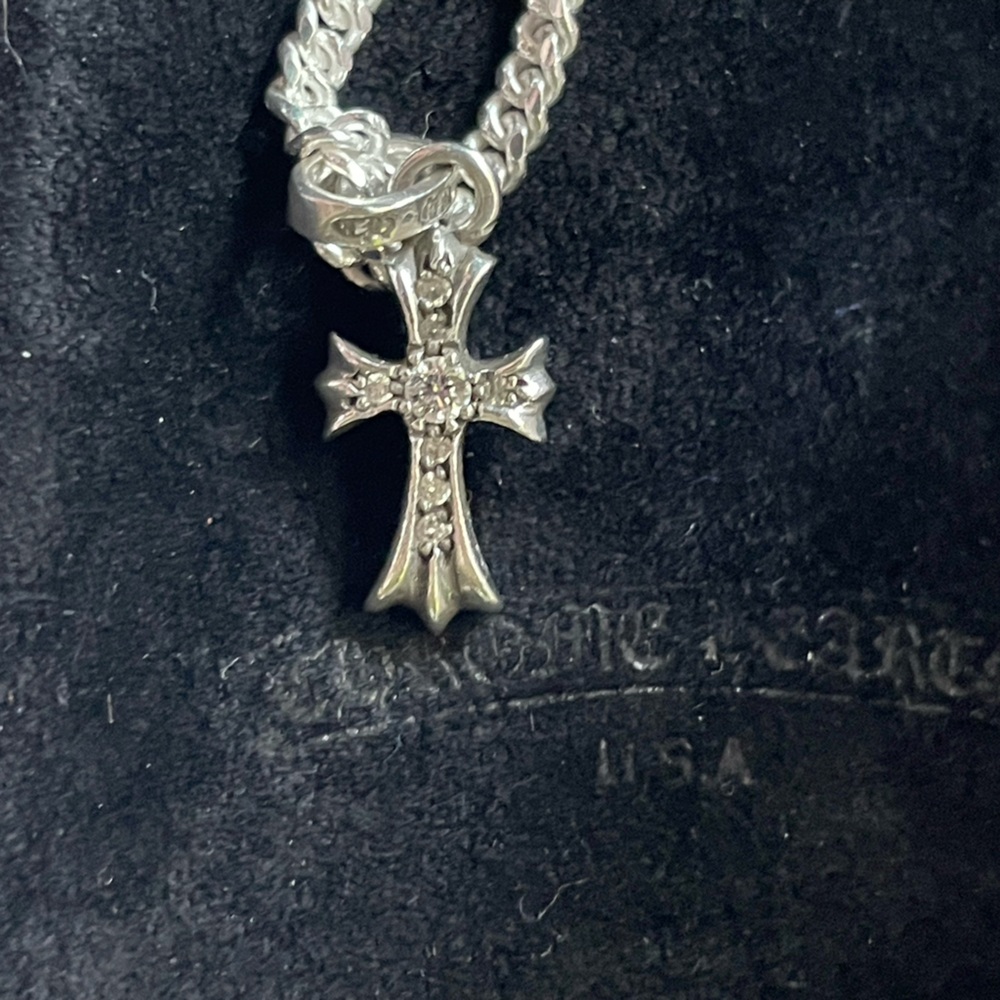 ✅ Chrome Hearts Baby Fat Pave Diamond Cross With Original Receipt, Bag, & Pouch